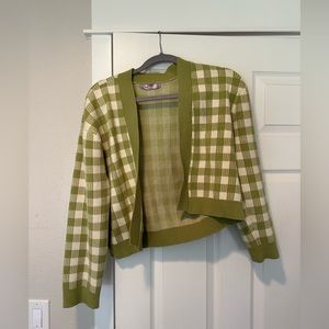Green knit cropped cardigan/sweater